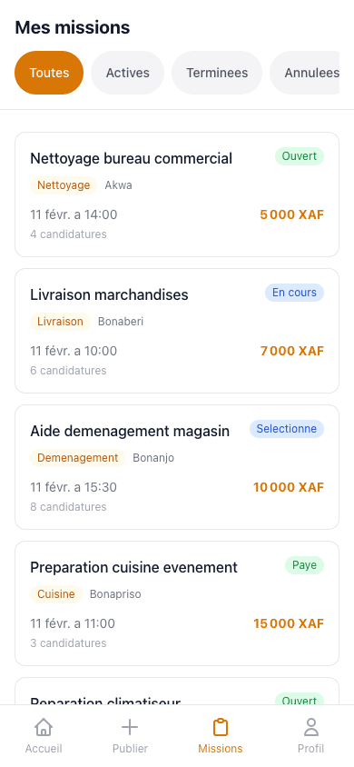 SangoServices employer dashboard