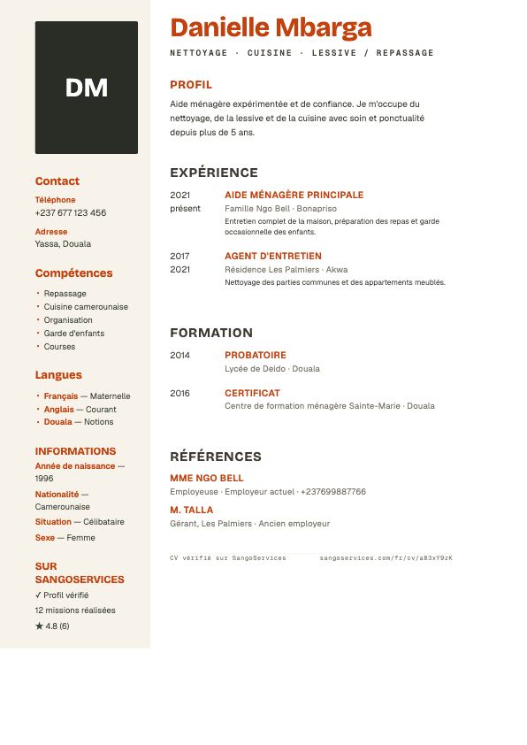 Free "Faro" CV template — SangoServices