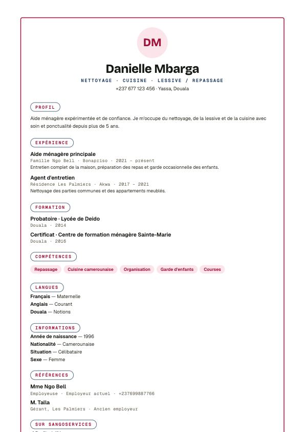Free "Lobé" CV template — SangoServices