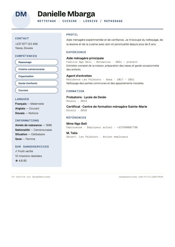 Free "Mbeng" CV template — SangoServices