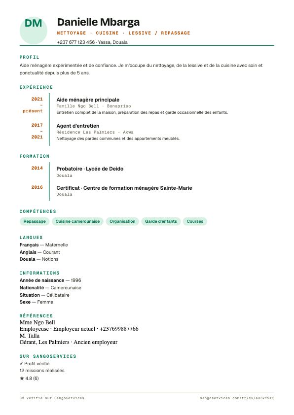 Free "Mungo" CV template — SangoServices