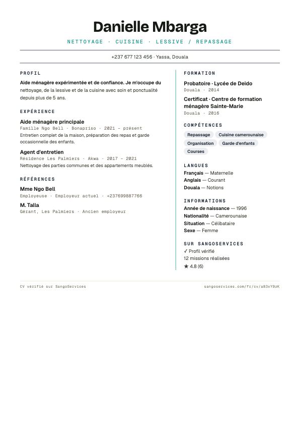 Free "Nyong" CV template — SangoServices
