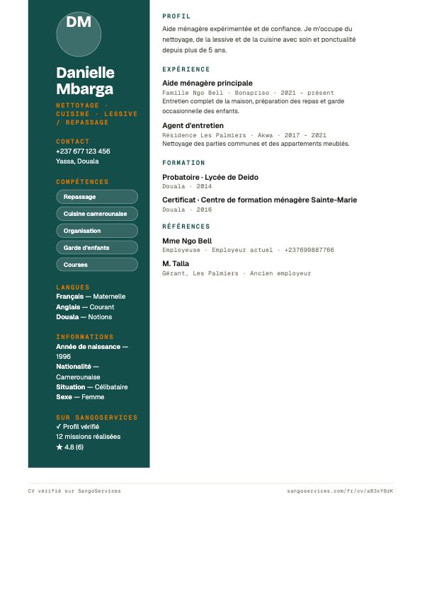 Free "Sanaga" CV template — SangoServices