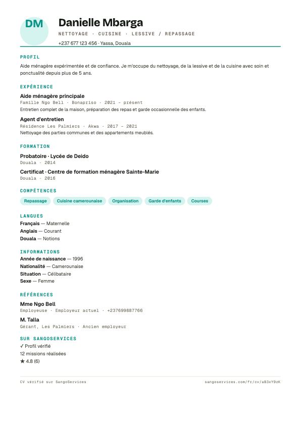 Free "Sawa" CV template — SangoServices