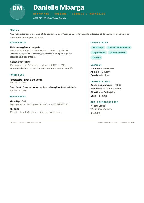 Free "Wouri" CV template — SangoServices